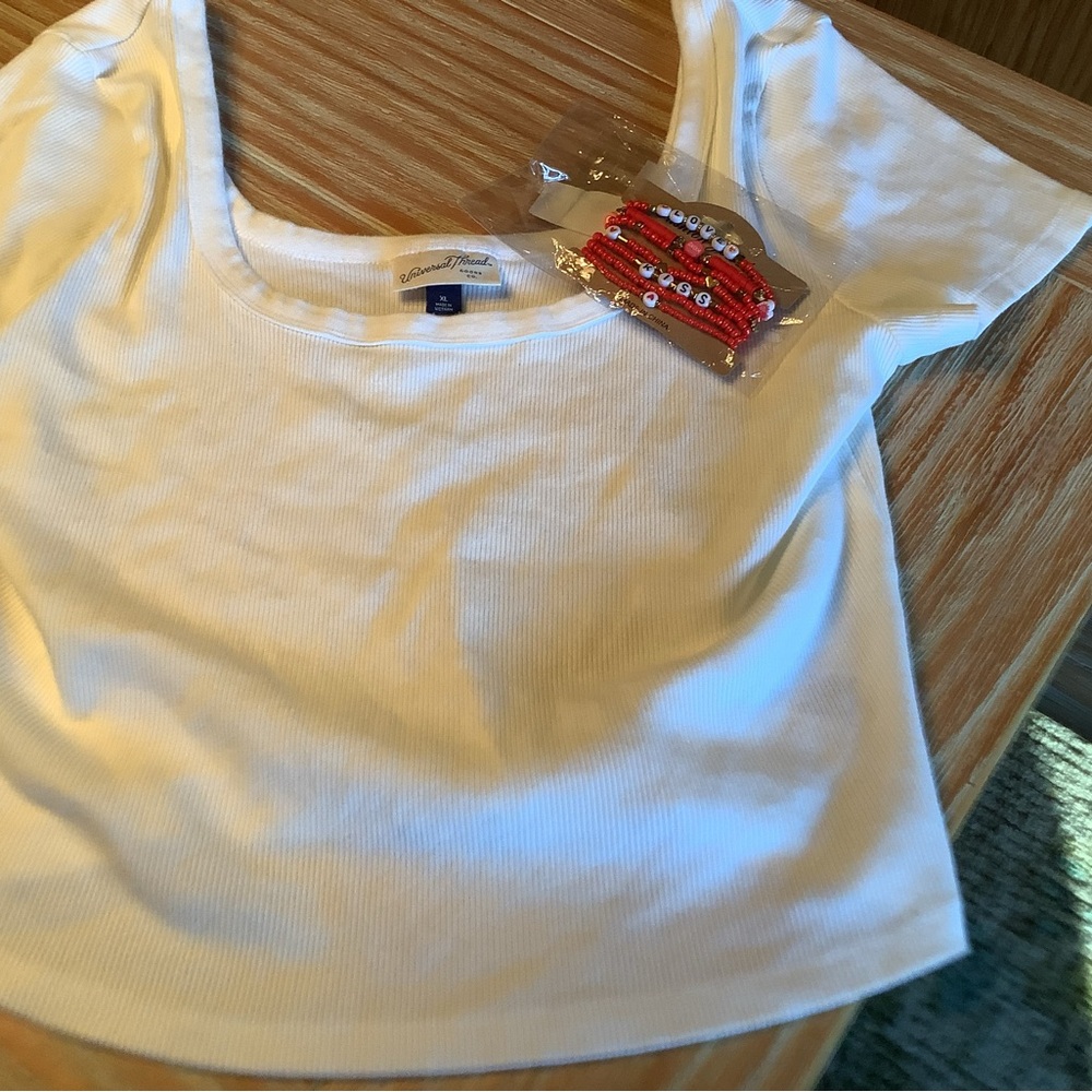 Universal Thread White Ribbed Top XL NWOT - Picture 2 of 2